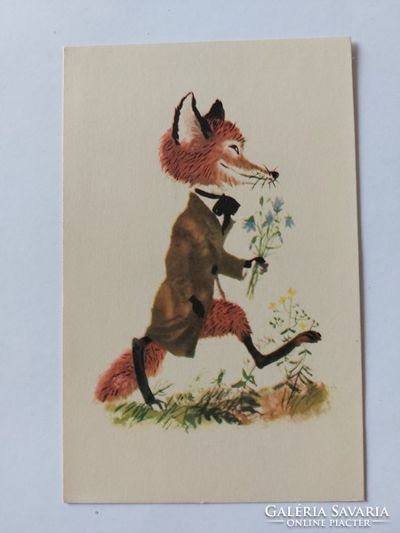 Old cartoon postcard fox
