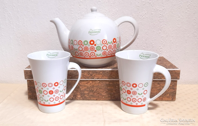 Pickwick porcelain teapot + 2 mugs
