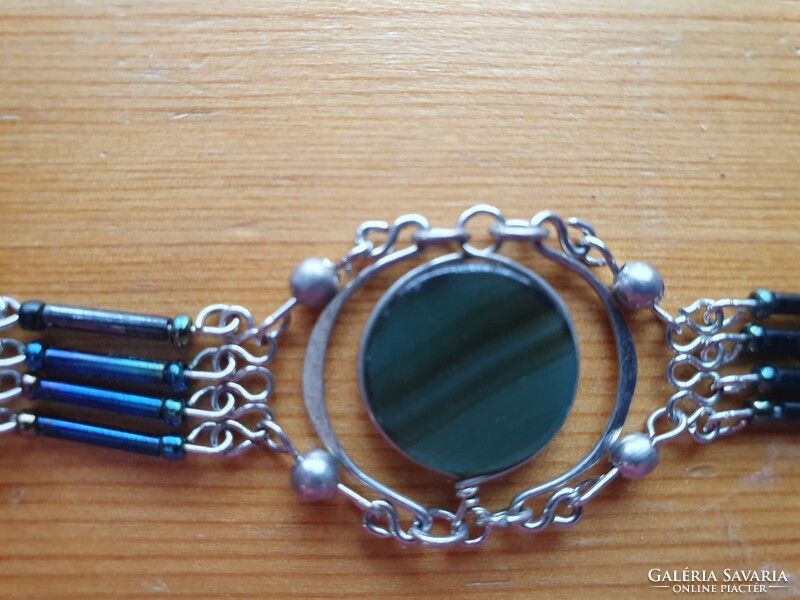 Peruvian bracelet with green opal stone