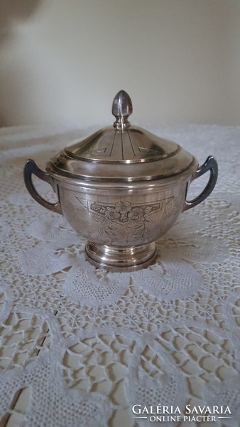 Antique art deco silver-plated sugar bowl with lid, bonbonier