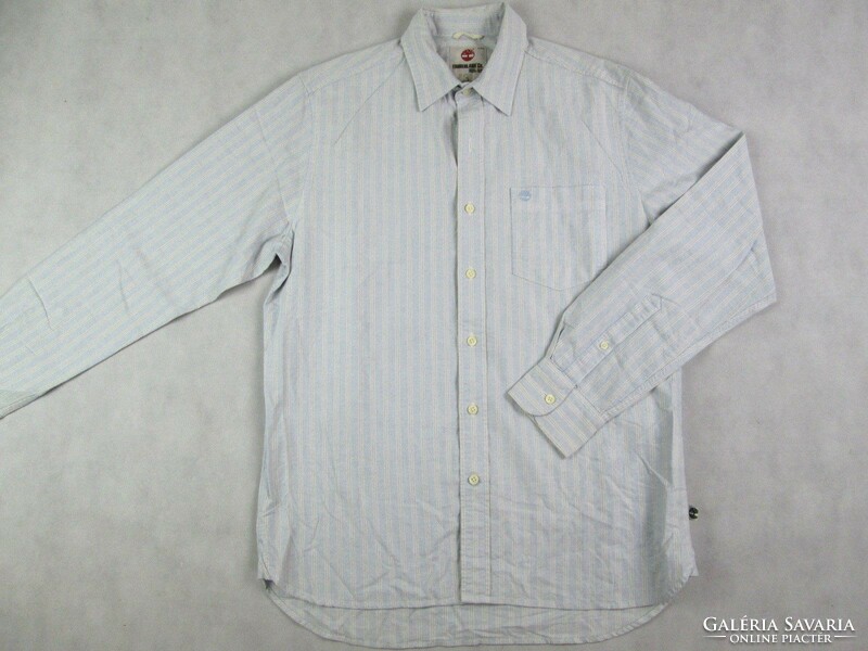 Original timberland (m) elegant light blue striped long sleeve men's shirt