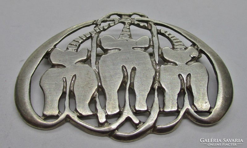 Beautiful old silver brooch with elephant