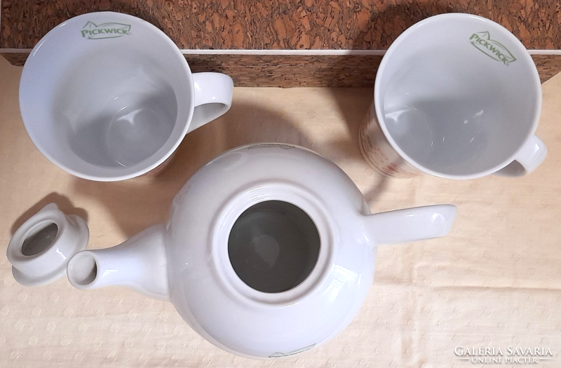 Pickwick porcelain teapot + 2 mugs