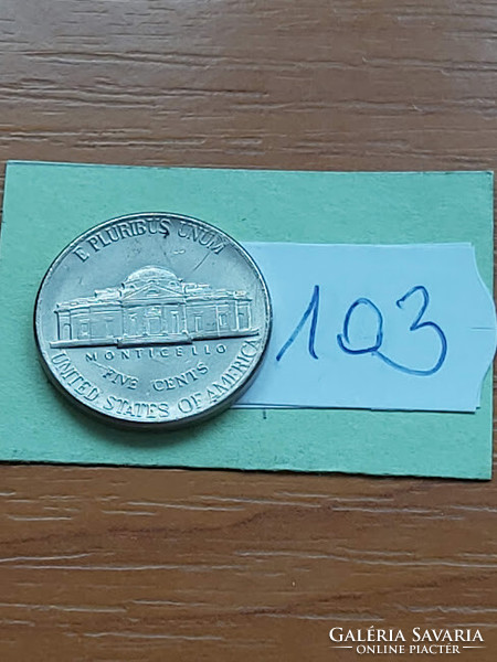 Usa 5 cents 1995 / p, thomas jefferson, copper-nickel 103