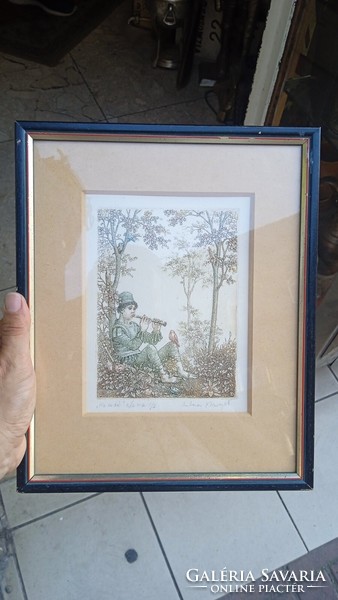 Artner Margit, Színes rézkarc-papír, 22 *15 cm képméret, jelzett