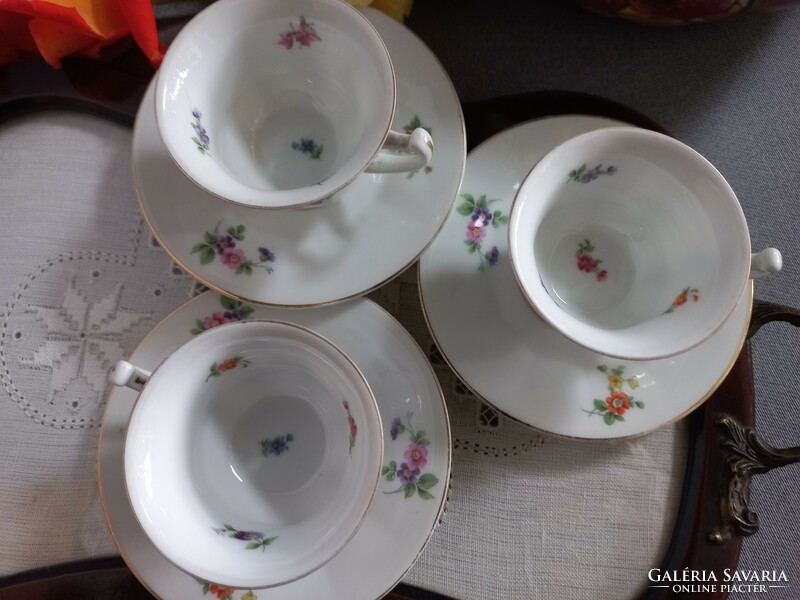 Antique wonderful Rosenthal mocha set of 3 pieces, cup and small plate, floral