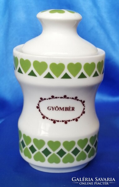 Alföldi porcelain spice holder, green hearts, ginger