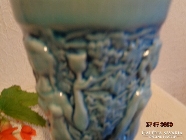 Zsolnay kék  szüretelő váza , szép állapot , 16 cm