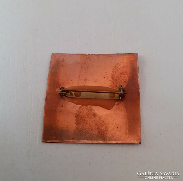 A rare red copper brooch pin with secure clasp in nice condition