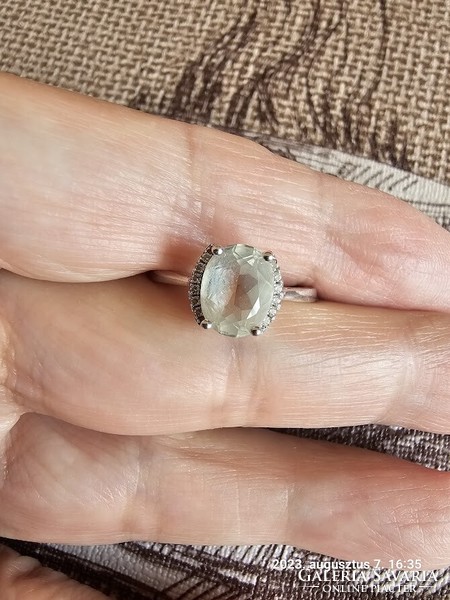 Green amethyst ring in 925 silver