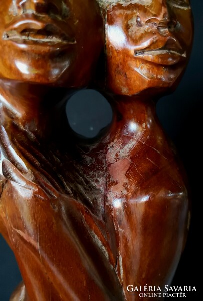 DT/353. – Nagy, kézzel faragott afrikai pár, fafaragvány
