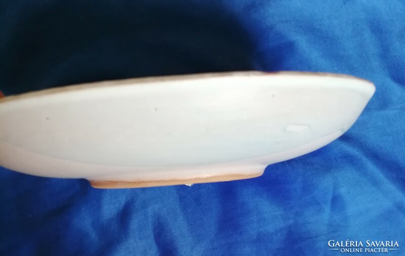 Glazed earthenware wall bowl, peacock, 23 cm