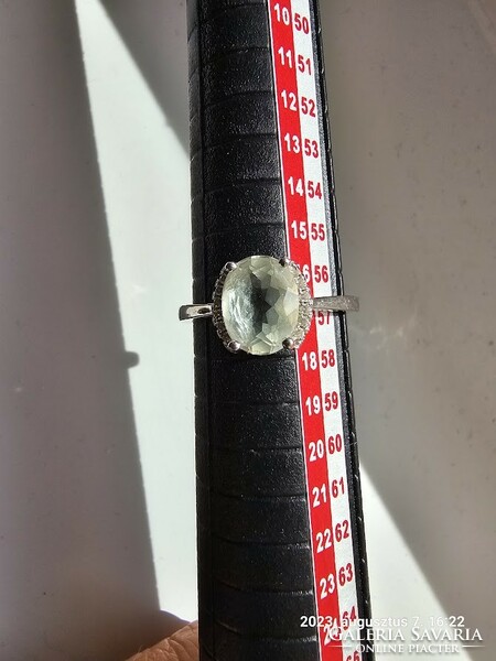 Green amethyst ring in 925 silver