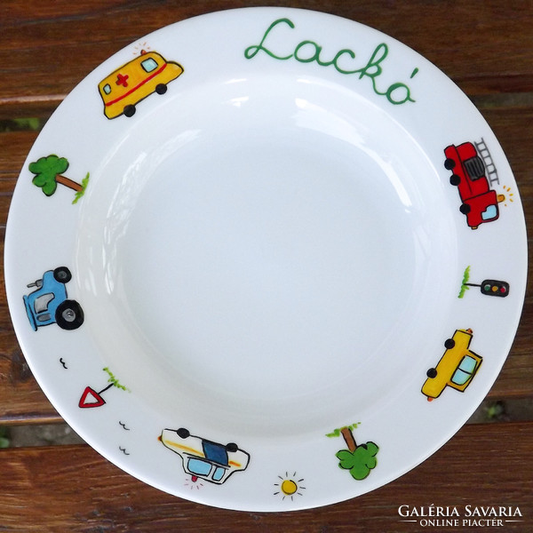 Painted children's plate - cars