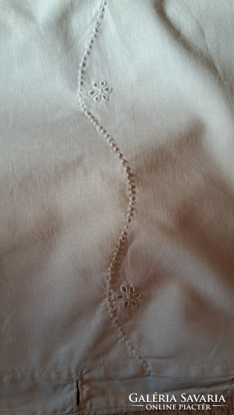 White, hand-embroidered large pillow cover from Mariska's quilt