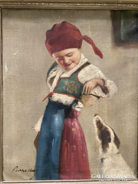 Nándor Pirhalla: girl with dog