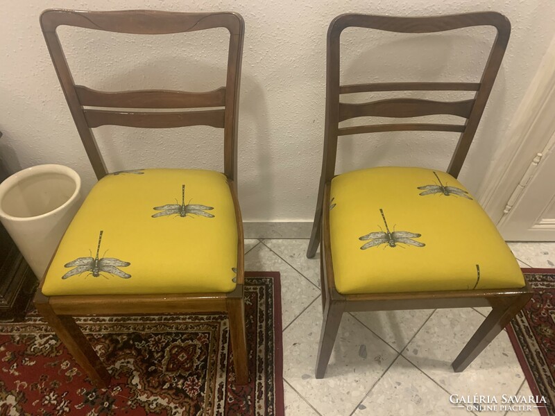 2 Art Nouveau chairs with dragonfly