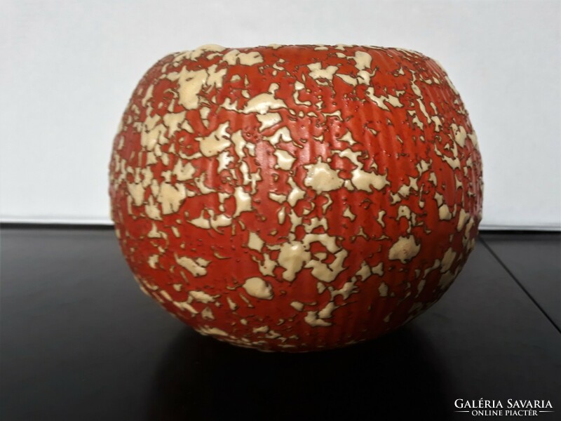 Nagyon mutatós retro kerámia Tófej gömb alakú váza