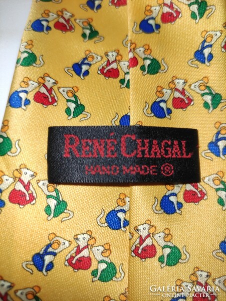 René Chagal egér  mintás nyakkendő,  valódi  selyem  nyakkendő