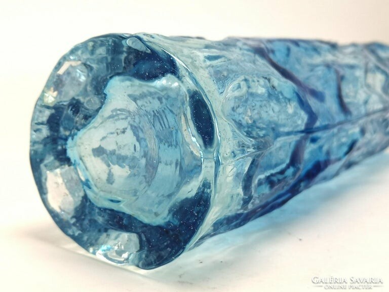 Light blue vintage handmade glass vase ingridglas euskirchen 1970s - 5689