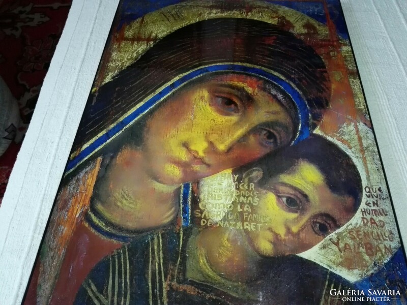 Ikon, Mária és a kisded Jézus....41x30 cm.