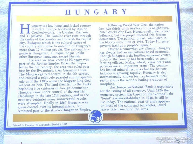 1991 magyar érmés boríték Hortobágy csikós 5 Ft-os KANADAI KIADÁS NAGYON RITKA MAJDNEM UNICUM!
