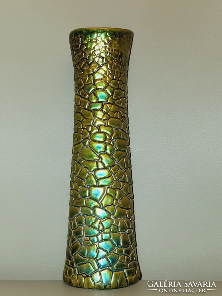 Beautiful zsolnay greenish cute cracked eosin glaze vase