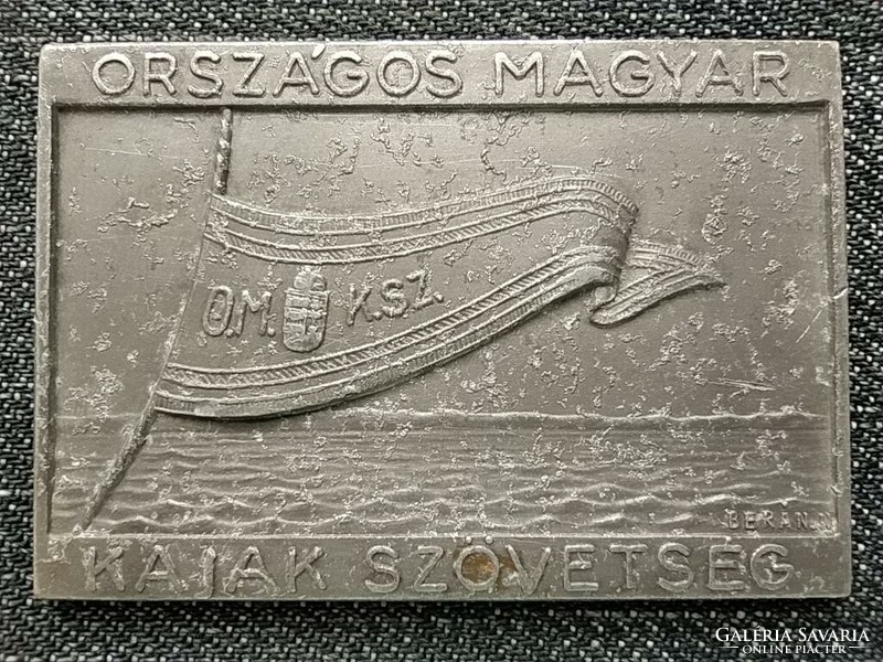National Hungarian Kayak Association prize medal commemorative plaque 1941. (Id43699)