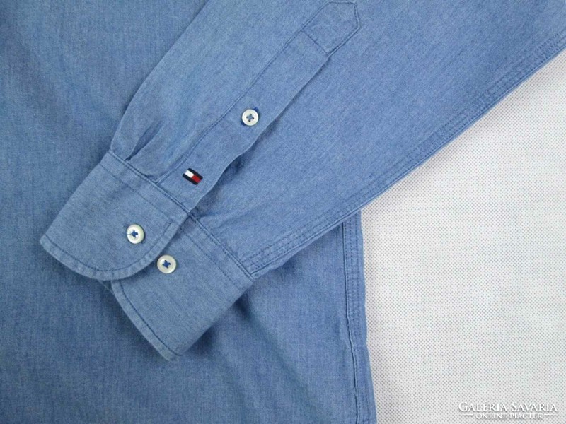 Original tommy hilfiger real indigo (l) long sleeve men's shirt