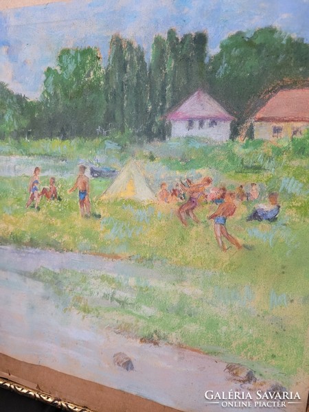 XX. Early century, unknown painter, Balatonzamárdi, beach scene