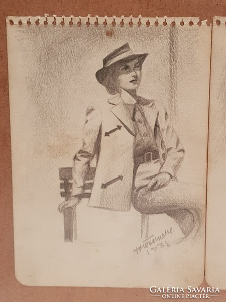 Antique pencil drawing from 1938.