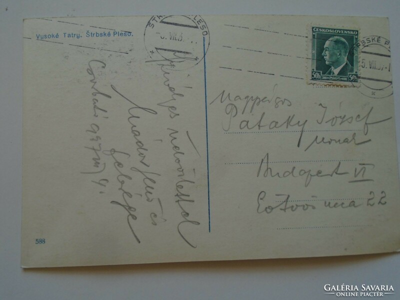 H36.5  Nádor Jenő színész által küldött képeslap  Pataki  József színész számára  1930k  -Csorba-tó