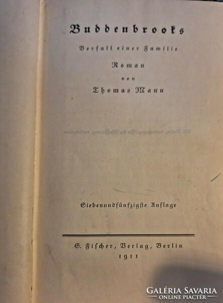 Buddenbrooks ( A Buddenbrook ház) - Thomas  Man - 1911 es kiadás. Német nyelvű