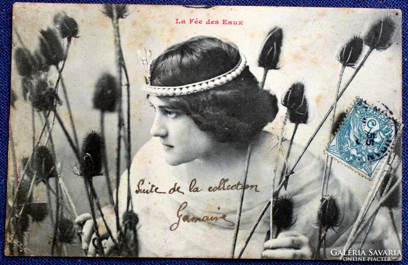Antique bergeret photo postcard lady