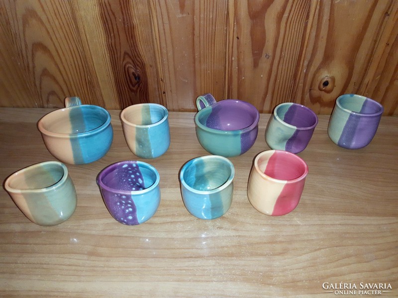 7 brandy mugs (0.5dl) and 2 small (1dl) curved mugs for sale together, gabigöbre Hungarian product