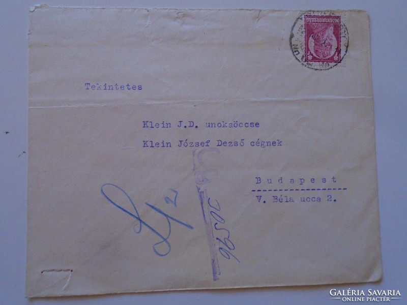 S3.47   Bélyeges boríték  Klein JD  Budapest   1929