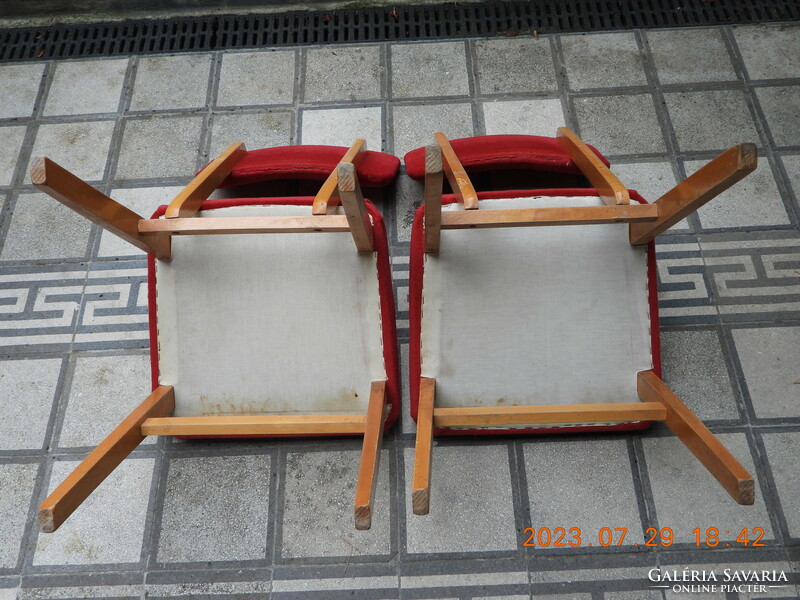 2 pieces of old, red velvet chairs for sale