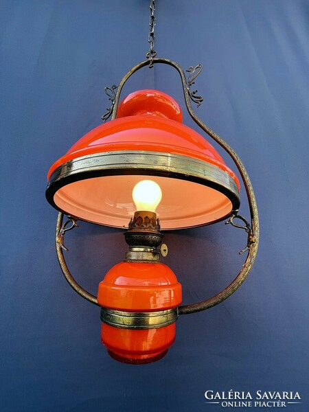 Red chandelier lamp.
