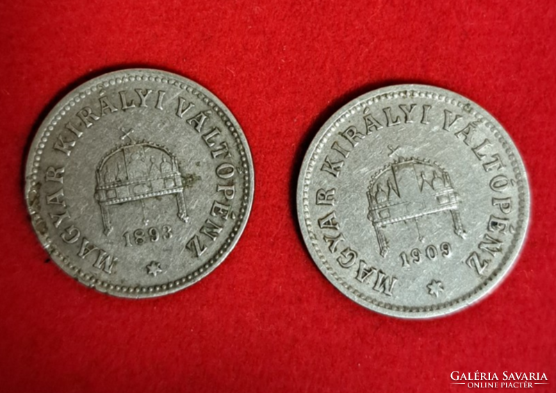 2 pieces. 10 Filér Hungarian royal bill (384)