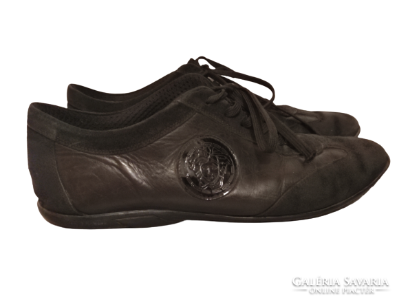 Vintage versace black leather and split leather men's shoes eu size 42-43