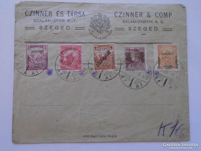 S3.30 Czinner et al salami factory Szeged stamped envelope 1919