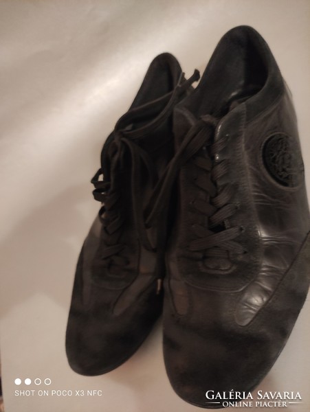 Vintage versace black leather and split leather men's shoes eu size 42-43