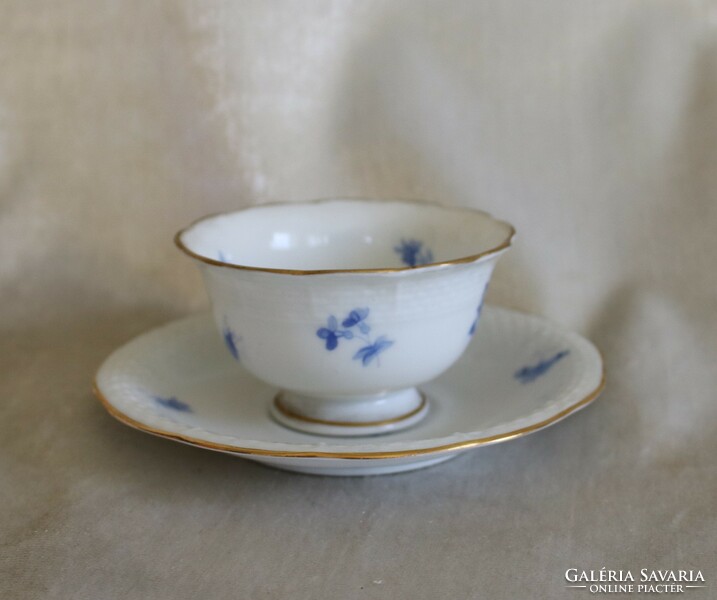 Antique rare Herend porcelain coffee cup + base with blue pattern Herend porcelain - perfect