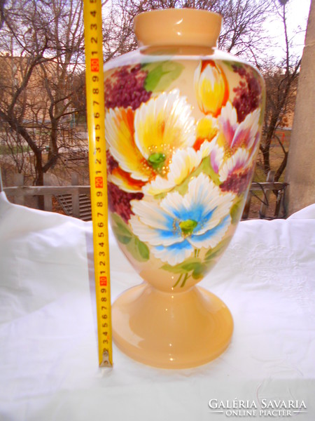 Large Biedermeier chalcedony vase decorated with relief painting, 35 cm