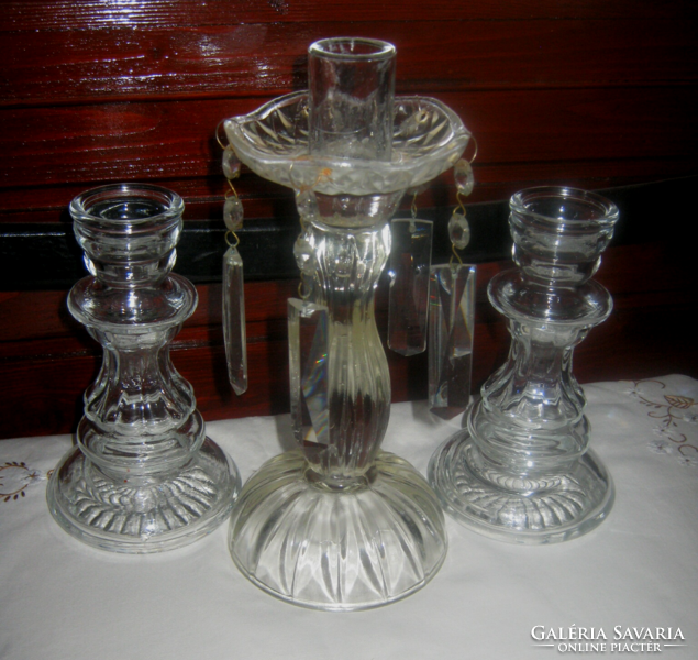 3 glass candle holders