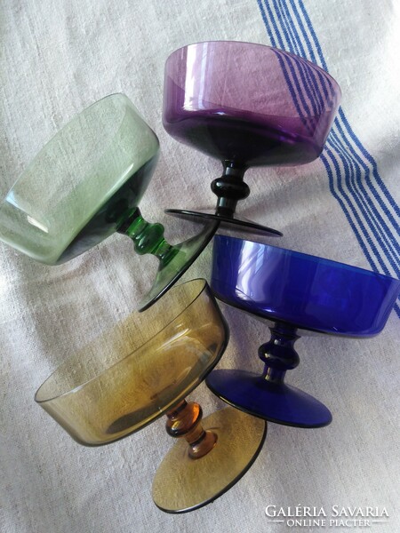 Stemmed glass glasses, from the 80s - in color / 4 pcs.
