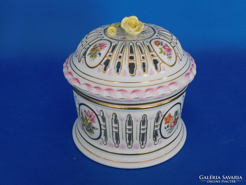 Herend windsor avec bord en or siple richly painted biscuit holder