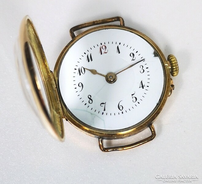 14 K gold case women's watch from the 1920s! With Tiktakwatch service card, warranty!