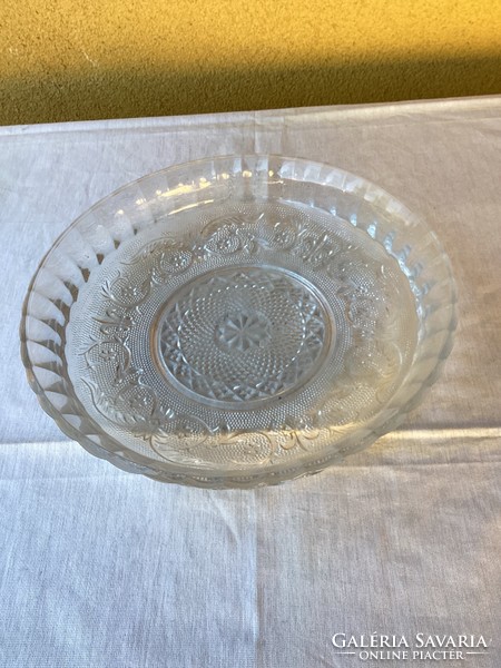 Pressed glass serving bowl 30 cm.