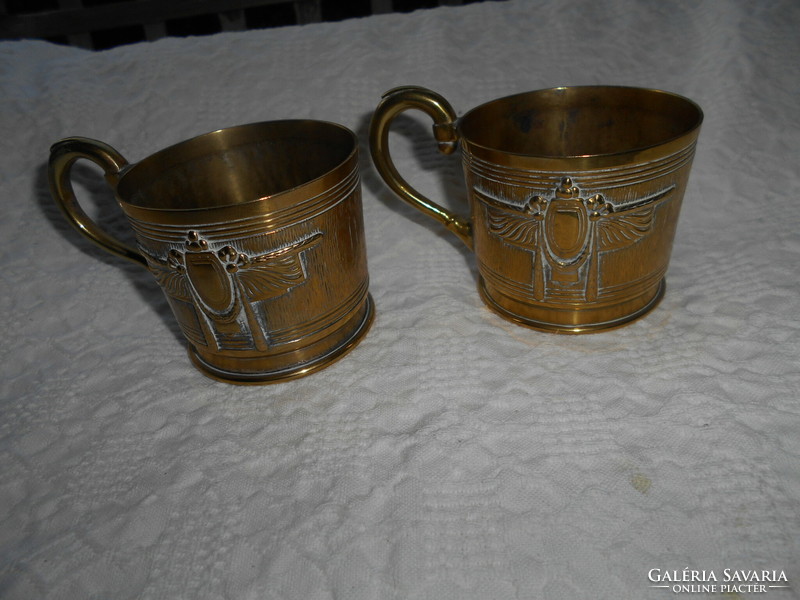 2 marked argentor Jugendstil copper cup holders - spectacularly beautiful product